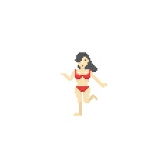 pixel art of girl in swimwear