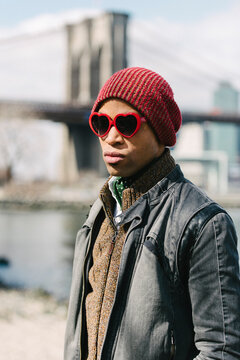 Heart shaped glasses portrait in New York City