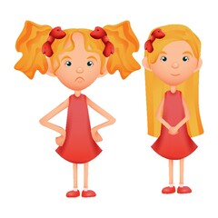 angry and calm girl concept