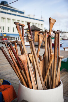 Oars in a bucket