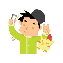 muslim boy taking a selfie