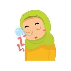 muslim girl falling asleep