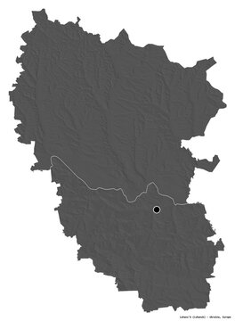 Luhans'k, region of Ukraine, on white. Bilevel