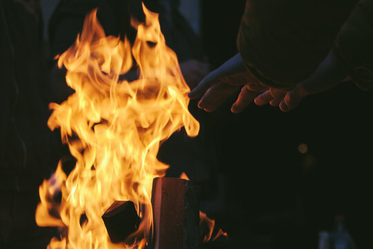getting a hands warmed