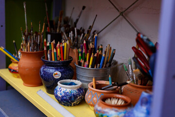 various DIY items, art workshop
