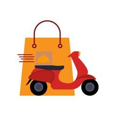 Motorcycle delivery flat icon, vector illustration. Design template vector