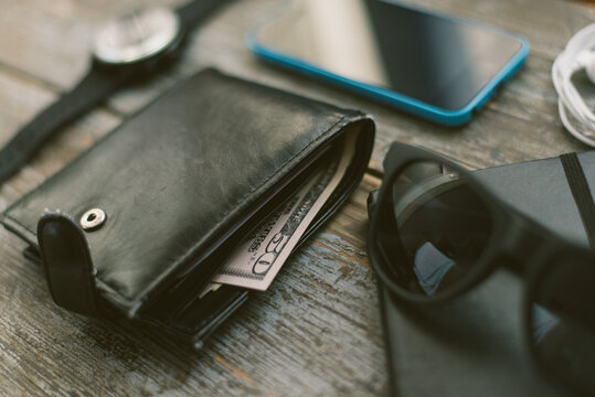 Men's Wallet And Various Objects
