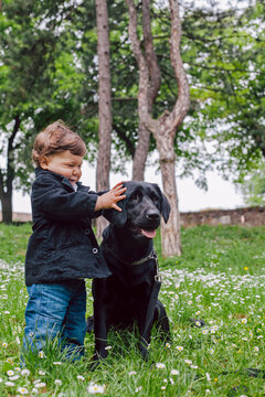 Boy loves the dog