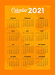calendar template 2021 . Printable Minimalist Colourful Abstract Elegant Premium free Vector.Corporate and business calendar.