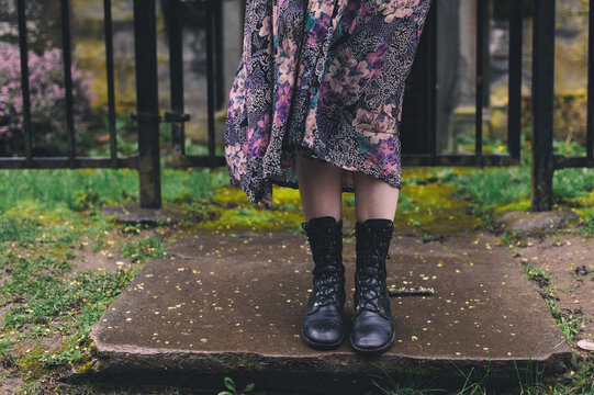 1990s Fashion, Combat Boots, and Floral Dress
