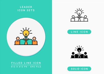Fototapeta premium Leader icons set vector illustration with solid icon line style. Business manager symbol. Editable stroke icon on isolated background for web design, user interface, and mobile app