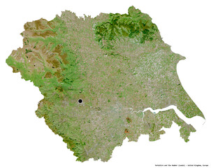 Yorkshire and the Humber, region of United Kingdom, on white. Satellite © Yarr65