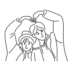 Couple in love, Line art vector illustration