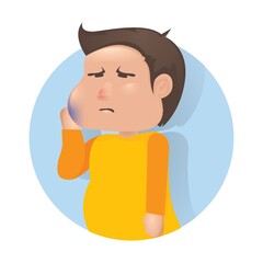 Human boy with toothache concept