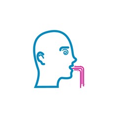 Head with vomiting concept