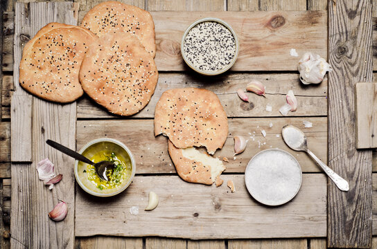 Pita bread and ingredients