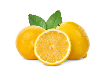 Lemon and slice lemon isolated on white background