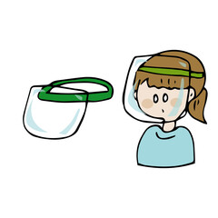 フェイスシールド　着用の女性