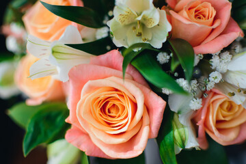 wedding bouquet of fresh blooming flowers