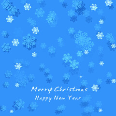 Naklejka na ściany i meble Simple elegant Christmas card with snowflakes on blue background