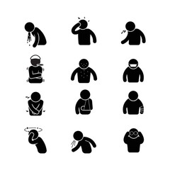 Set of sick icons