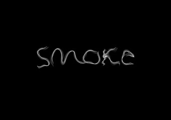 a smoke wording vector as vapor symbol shape on dark background