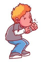 Boy with coughing concept