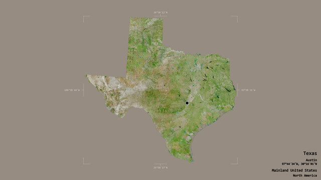 Texas - Mainland United States. Bounding box. Satellite