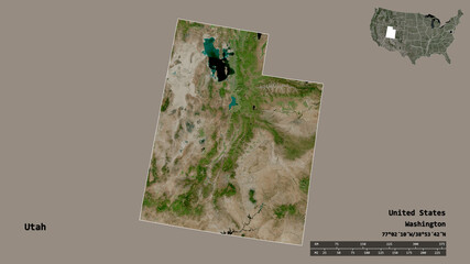 Utah, state of Mainland United States, zoomed. Satellite