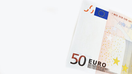 close up of banknote isolated on white background