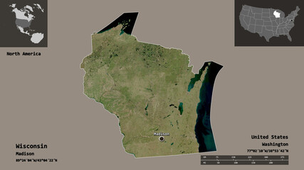 Wisconsin, state of Mainland United States,. Previews. Satellite