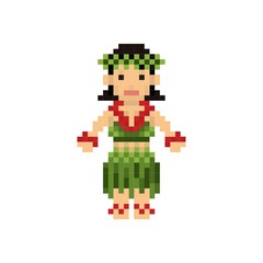 Pixel art Hawaiian woman