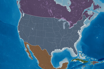 Mainland United States borders. Administrative