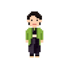 Pixel art Japanese man