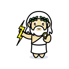 Cute Zeus god of thunder mascot chibi