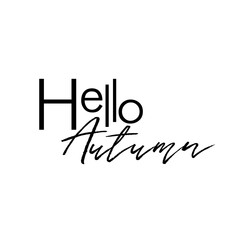 Hello autumn, lettering on white background, isolated vector illustration for postcards, ads, flyers, labels, posters, banners and invitations