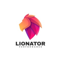 Vector Logo Illustration Lion Gradient Colorful Style.