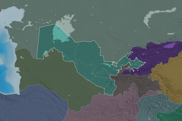 Uzbekistan borders. Administrative
