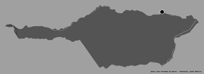 Fototapeta premium Apure, state of Venezuela, on solid. Bilevel