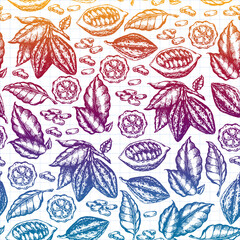 Cocoa beans illustration. gradient new style, colorful, variegated seamless illustration. Chocolate cocoa beans. illustration