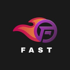 Vector Logo Illustration Fast Gradient Colorful Style.