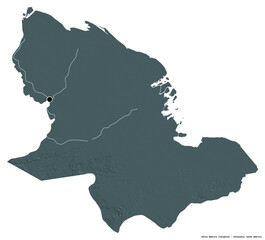 Delta Amacuro, state of Venezuela, on white. Administrative