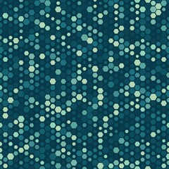 Camouflage seamless pattern with teal hexagonal endless geometric camo