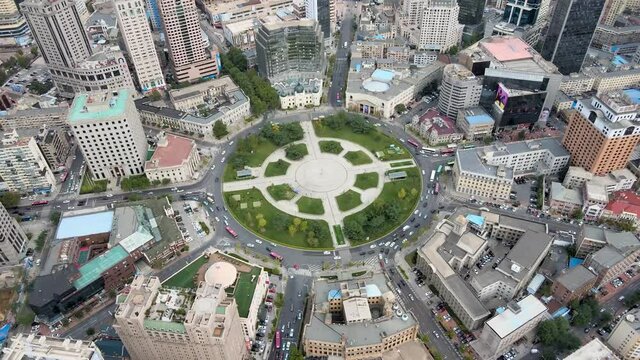 
aerial shot of dalian zhongshan Square