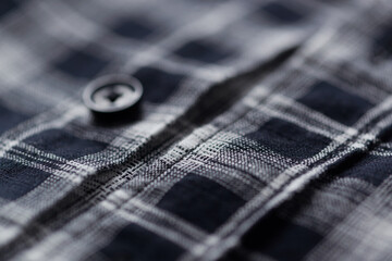 Close up of Men's checkered shirt. Fashion.	