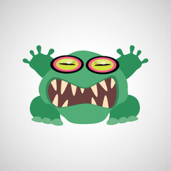 Cartoon vector monster on a gray background.