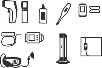 medical household electronic devices icons set