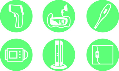 medical household electronic devices icons set