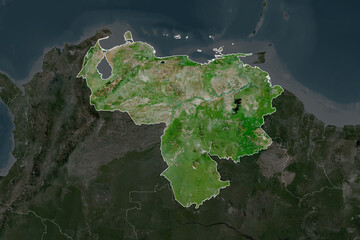 Venezuela borders. Neighbourhood desaturated. Satellite