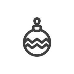 Christmas ball decoration line icon. linear style sign for mobile concept and web design. Xmas bauble outline vector icon. Symbol, logo illustration. Vector graphics